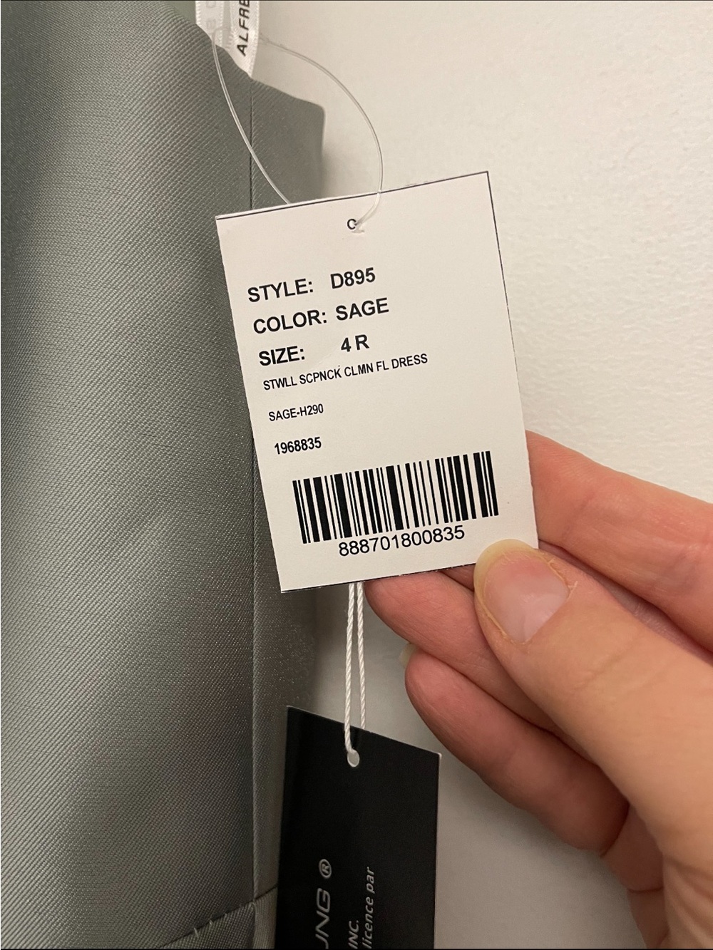 Alfred Sung- Satin Olive Maxi Dress NWT - Picture 7 of 11